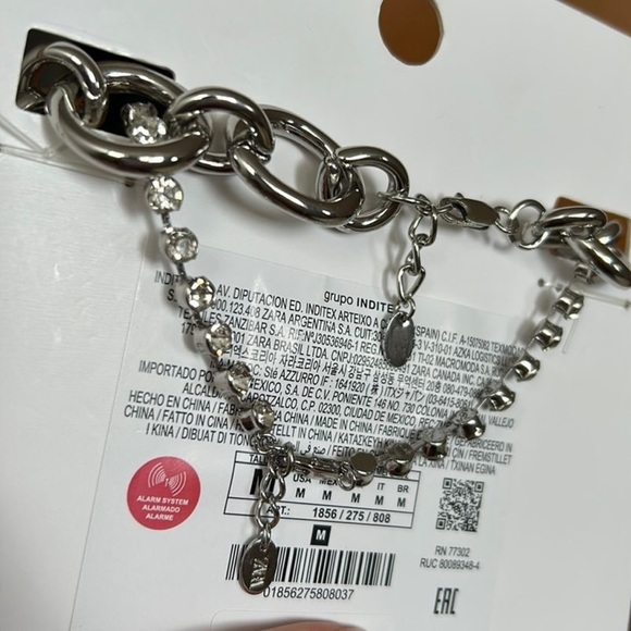 NWT. Zara Metal Link Necklace with Rhinestone Appliqué. - Picture 7 of 9